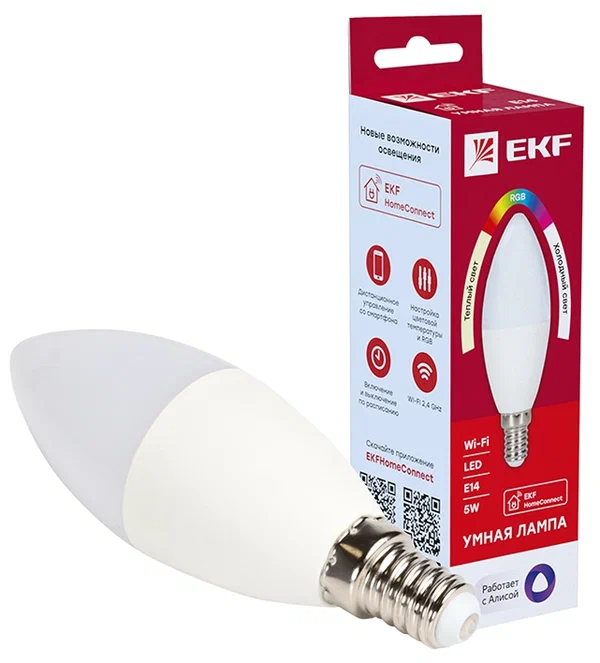 EKF CONNECT WIFI, E14, 5ВТ, 6500 К