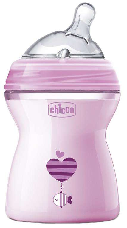 Chicco Бутылочка Natural Feeling, 330 мл, с 6 месяцев, розовый 