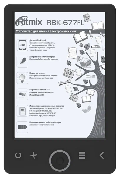 Ritmix RBK-677FL 1024x758, E-Ink, 4 ГБ, черный