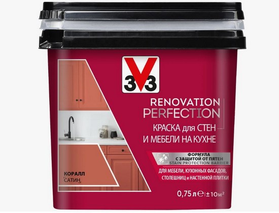 V33 Renovation Perfection для стен и мебели на кухне влагостойкая моющаяся